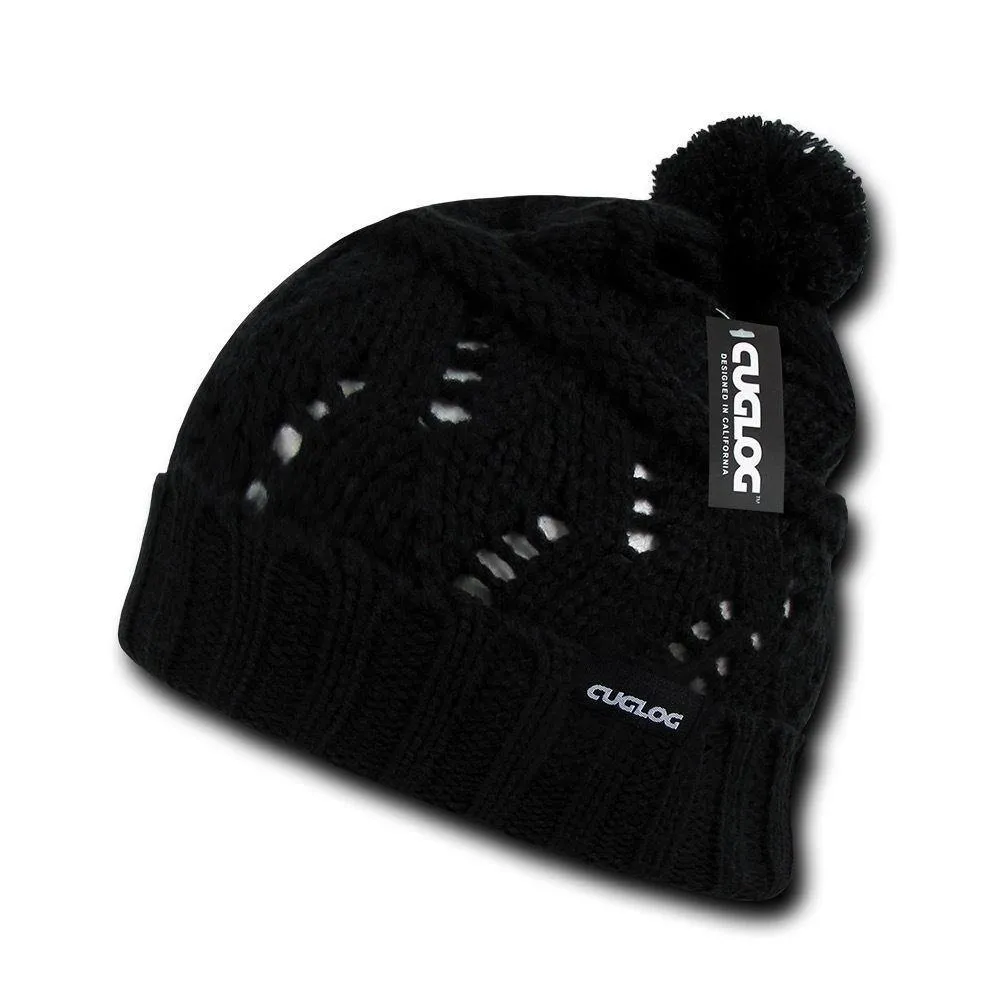 1 Dozen Cuglog Ben Nevis Cuffed Slouchy Beanies Big Fuzzy Ball Wholesale Bulk