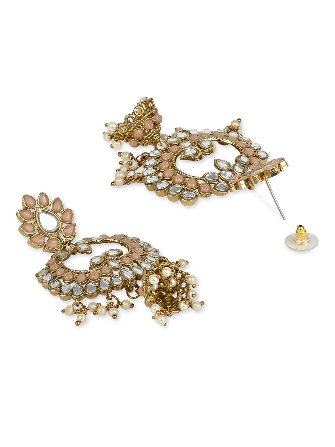 18K Gold Plated Traditional Meenakari Kundan & Stone Studded Chandbali Earrings For Women - Wahe Jewels