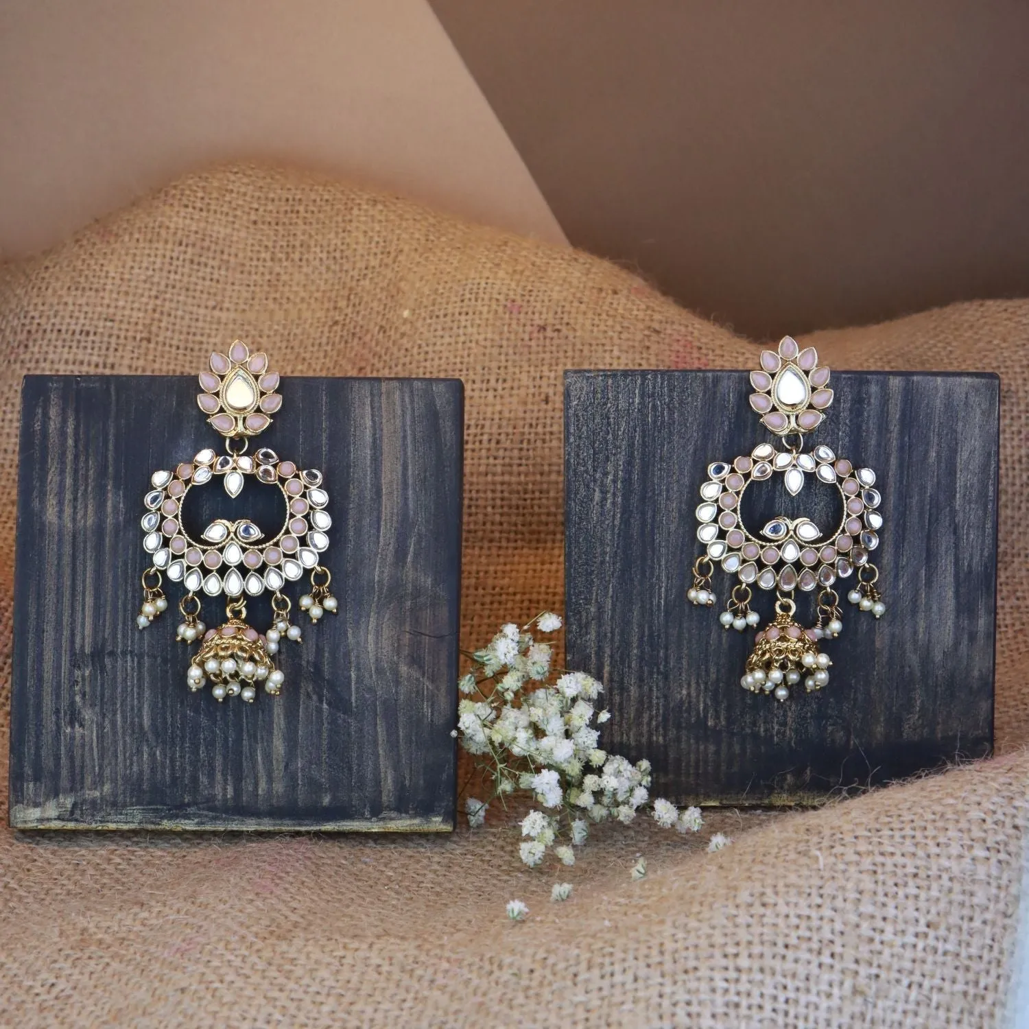 18K Gold Plated Traditional Meenakari Kundan & Stone Studded Chandbali Earrings For Women - Wahe Jewels