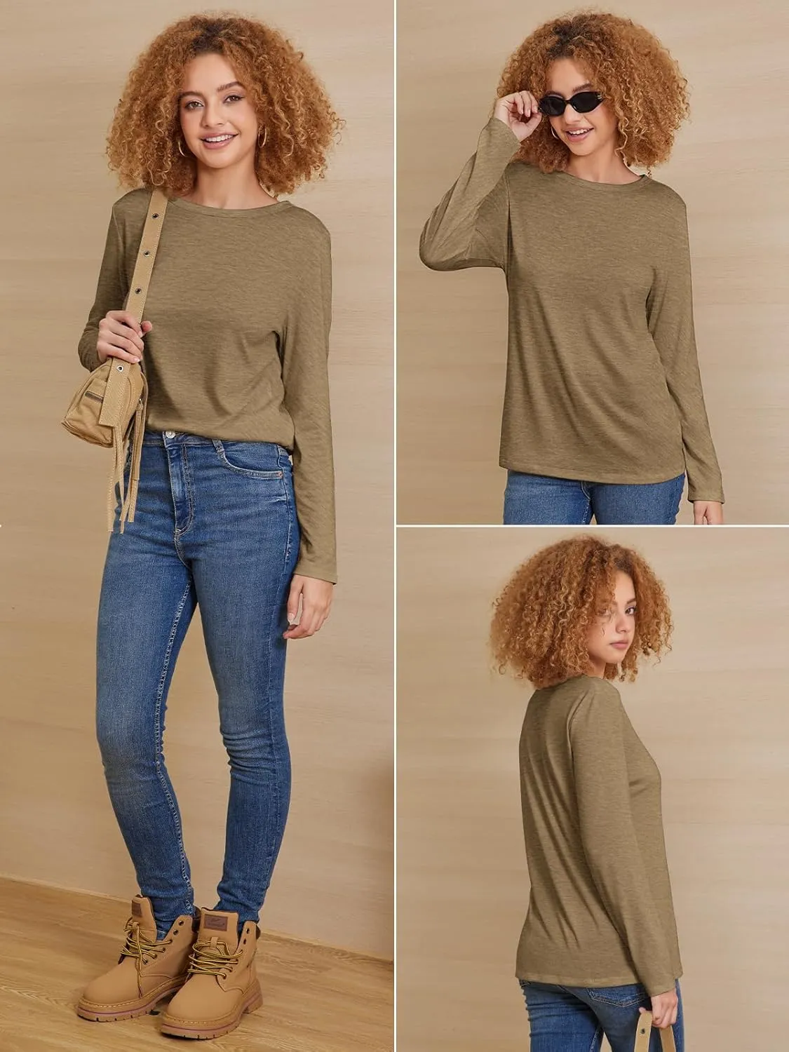 ATHMILE Womens Long Sleeve Shirts Basic Tee Fall Trendy Spring Top Business Casual Beach Vacation Workout 2025 Fashion