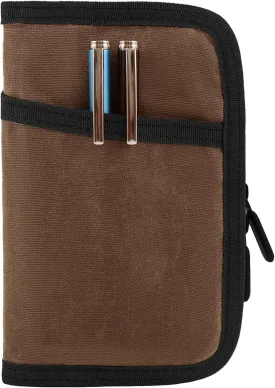 Baizoy Field Notes Notebooks Cover for 3.5 X 5.5 Inch Pocket Notebook Covers With Zipper Pen Holder,Water Resistant Journal Notebook Planner, Classy Waxed Canvas EDC Wallet (Dark Brown)