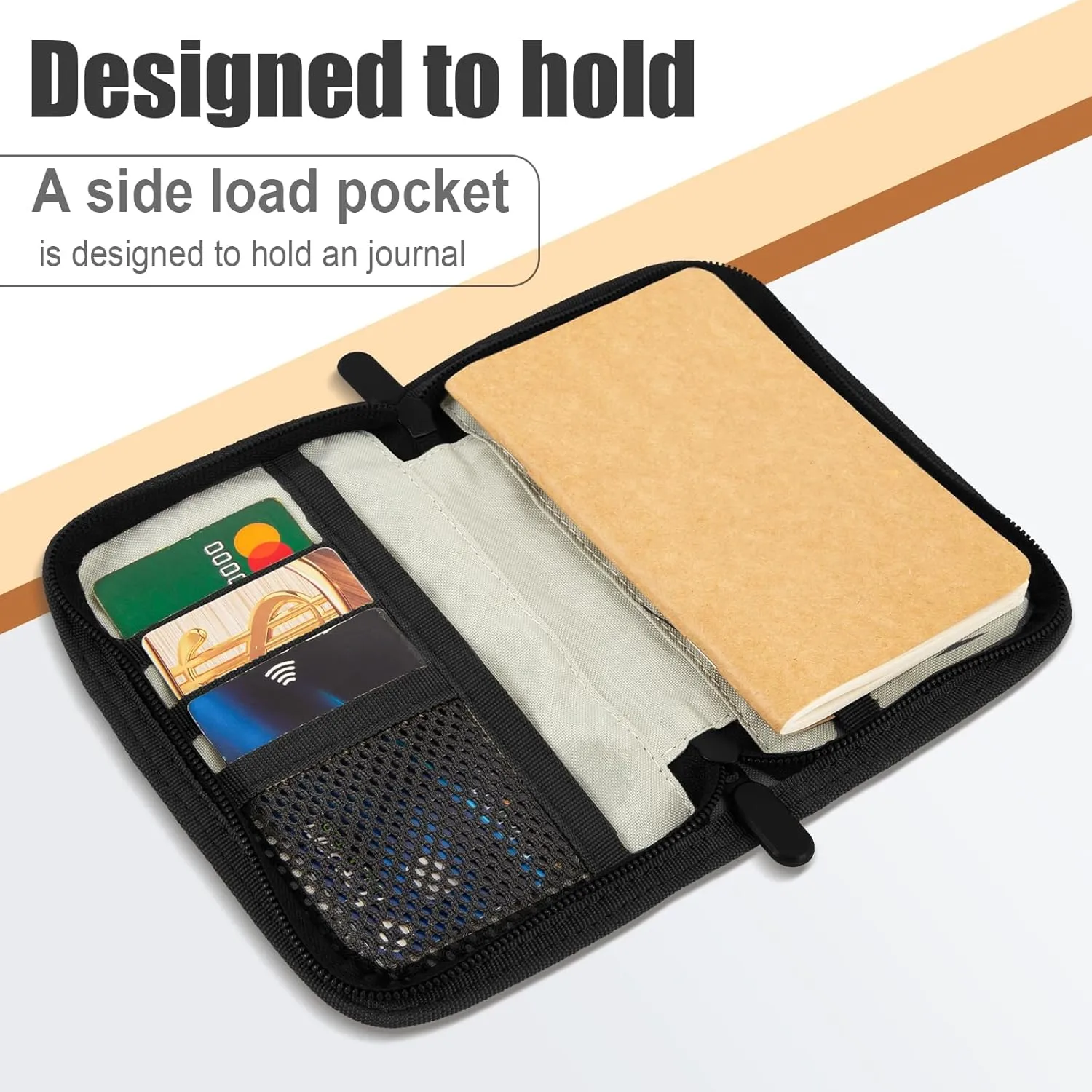 Baizoy Field Notes Notebooks Cover for 3.5 X 5.5 Inch Pocket Notebook Covers With Zipper Pen Holder,Water Resistant Journal Notebook Planner, Classy Waxed Canvas EDC Wallet (Dark Brown)