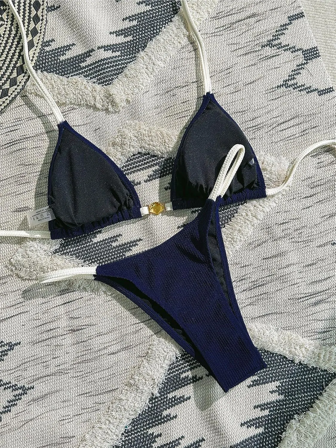 BIKINX Triangle Bikini Sets for Women Seashell Halter Swimsuit Tie Back Two Piece Bathing Suit String Swimwear