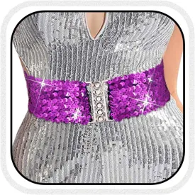 BODIY Women Stretch Wide Waist Belt Sequin Elastic Dress Belts Sparkly Waistband Cinch Belt