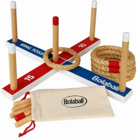 Bolaball Outdoor Game Set Including 45 Giant Tumbling Blocks, 28 Giant Dominoes, and 6 Giant Dice, Giant Outdoor Games for Family Fun (Ring Toss)