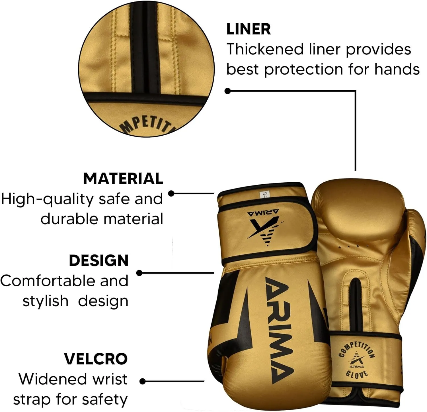 Boxing Gloves - Premium PU Leather, Heavyweight - Ideal for Boxing, Kickboxing, Muay Thai & Fitness Training