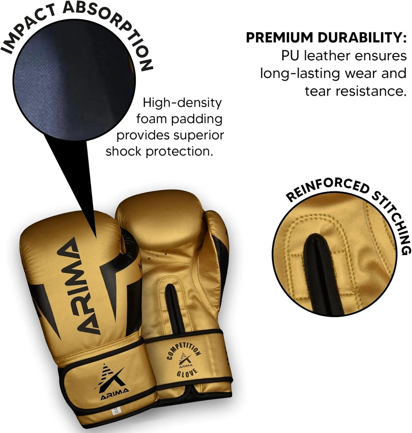 Boxing Gloves - Premium PU Leather, Heavyweight - Ideal for Boxing, Kickboxing, Muay Thai & Fitness Training