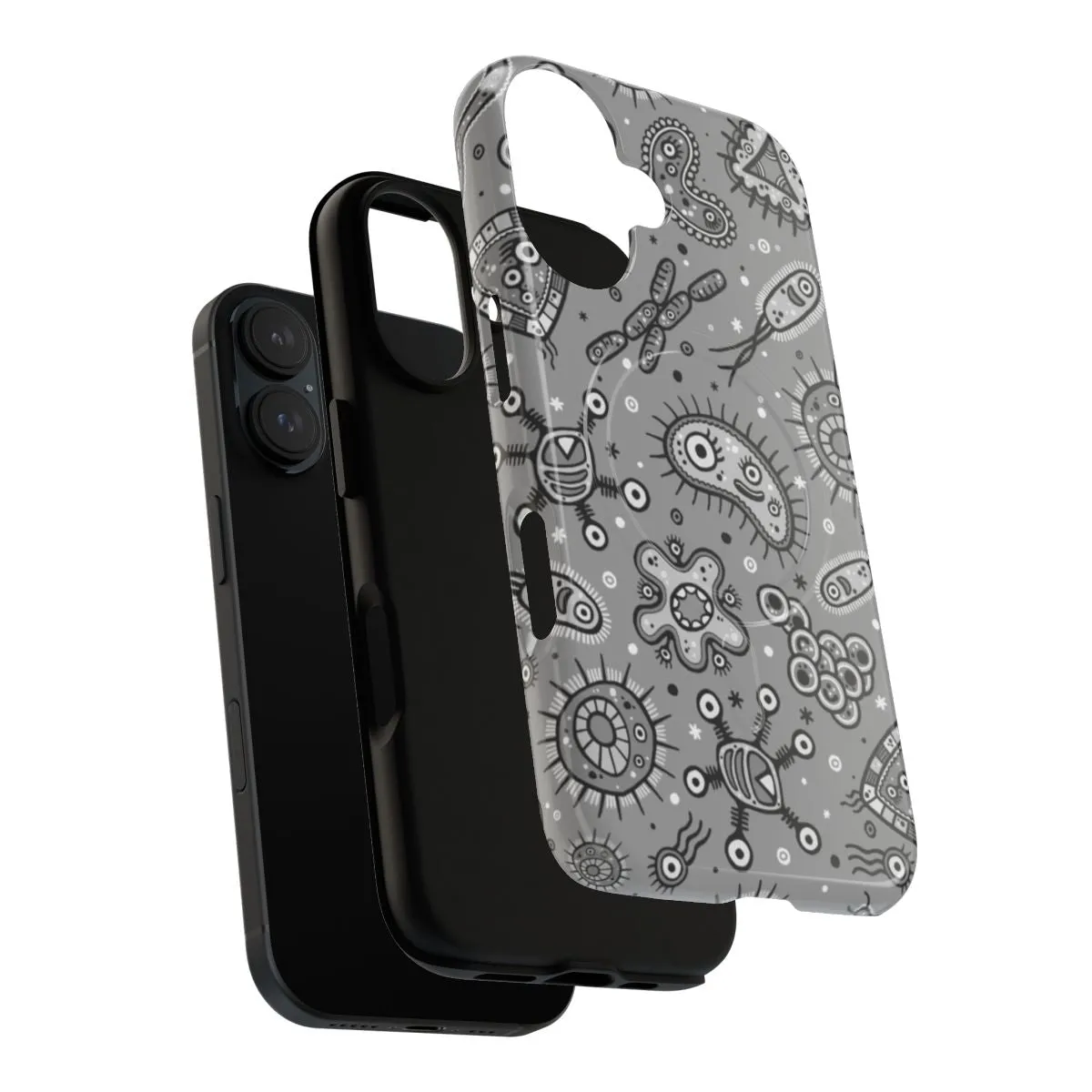 Cartoon Microbes Gray Magnetic Tough Phone Cases