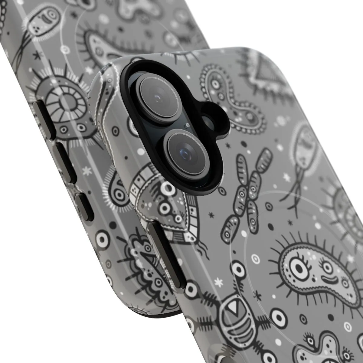Cartoon Microbes Gray Magnetic Tough Phone Cases