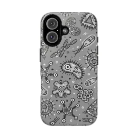 Cartoon Microbes Gray Magnetic Tough Phone Cases