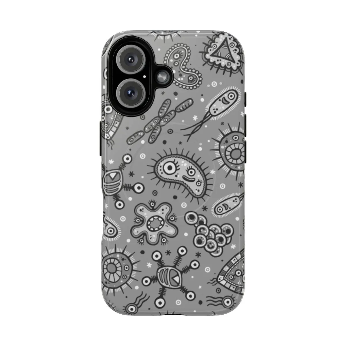 Cartoon Microbes Gray Magnetic Tough Phone Cases