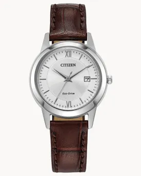 Citizen Classic Silver-Tone Dial Leather Strap Watch FE1087-28A