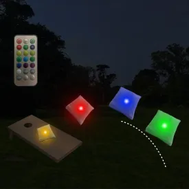 Cornhole Bags with Lights, Cornhole Bean Bags That Light Up Color Changing with Remote Control