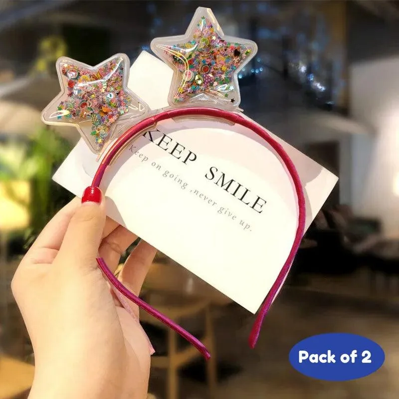 Cute Ears Headbands Set for Girls Plastic Headbands for Non-slip Transparent Ears (Pack of 2, Random design & color)