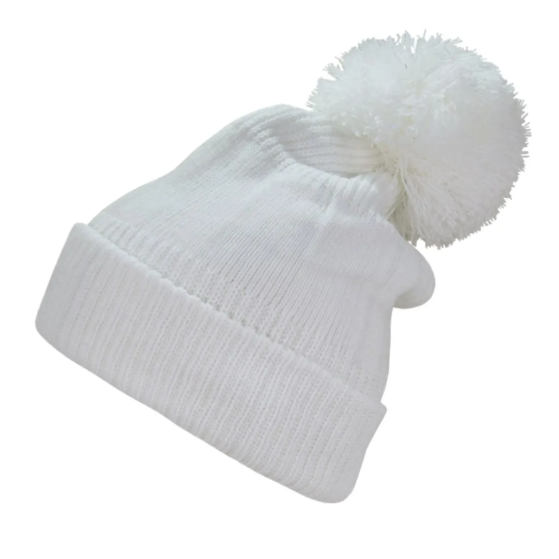 Decky 689 Giant Pom Pom Knit Beanies Hats Uncuffed Fuzzy Ball Winter Warm Ski Caps