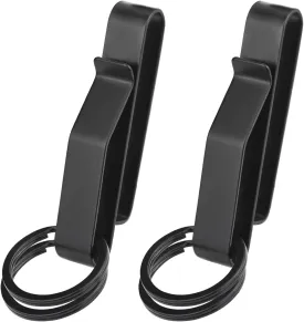 Duty Belt Key Holder, 2 Pack Belt Key Clip, Stainless Steel Stealth Belt Loop Key Ring Holder with 4 Keyrings UIInosoo for Police Handcuff and Fire Agencies Fits Max 2.25 Inch Belt