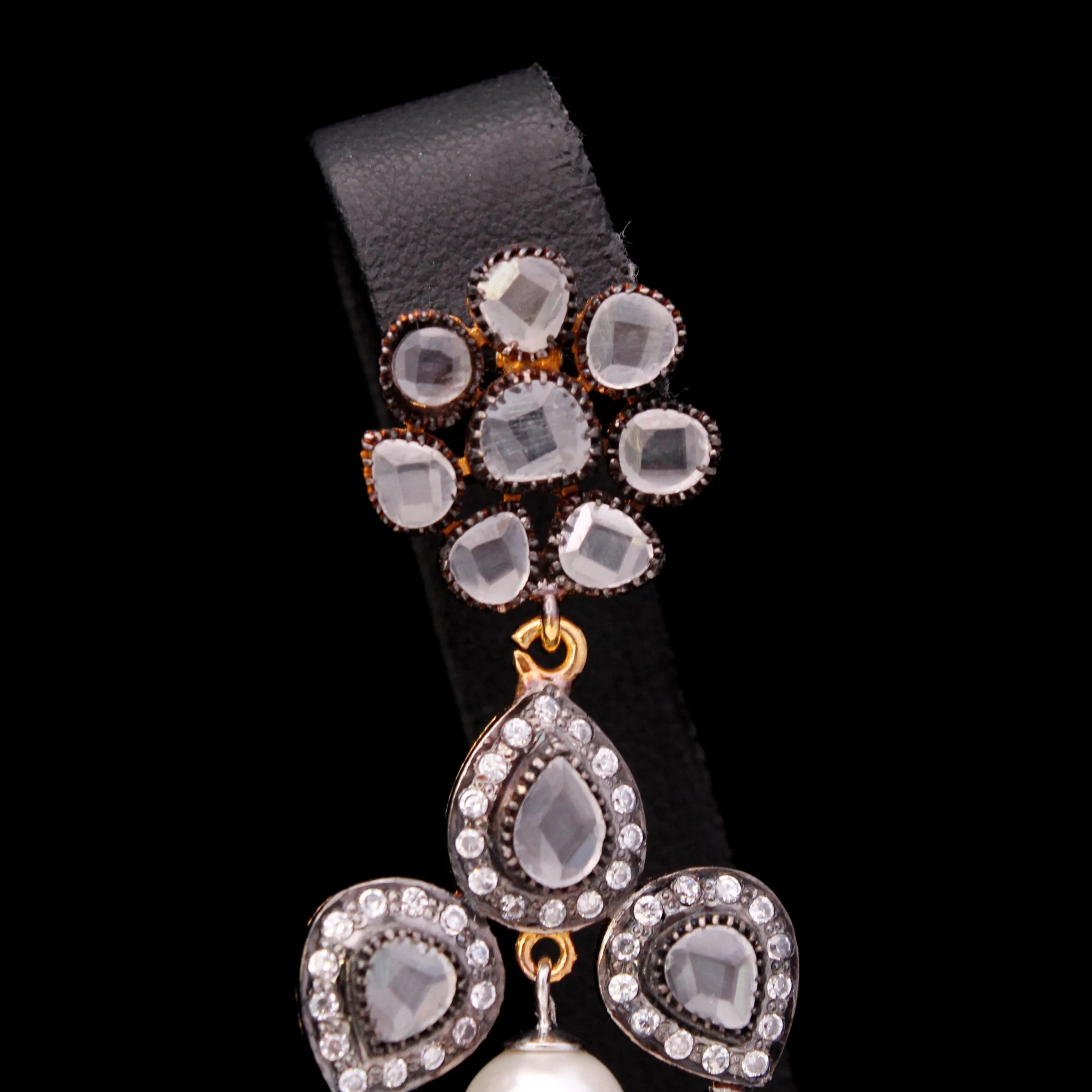 Earrings with Polkies and Pearls