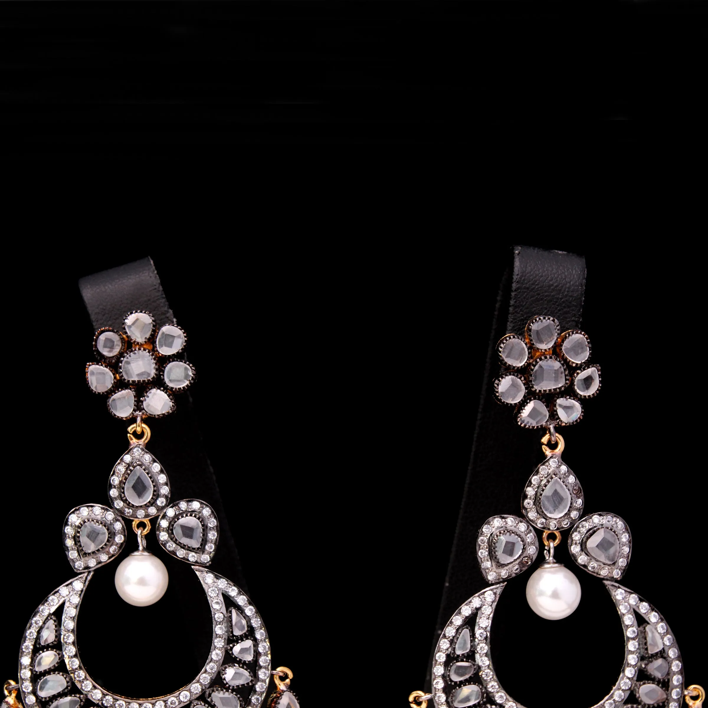 Earrings with Polkies and Pearls