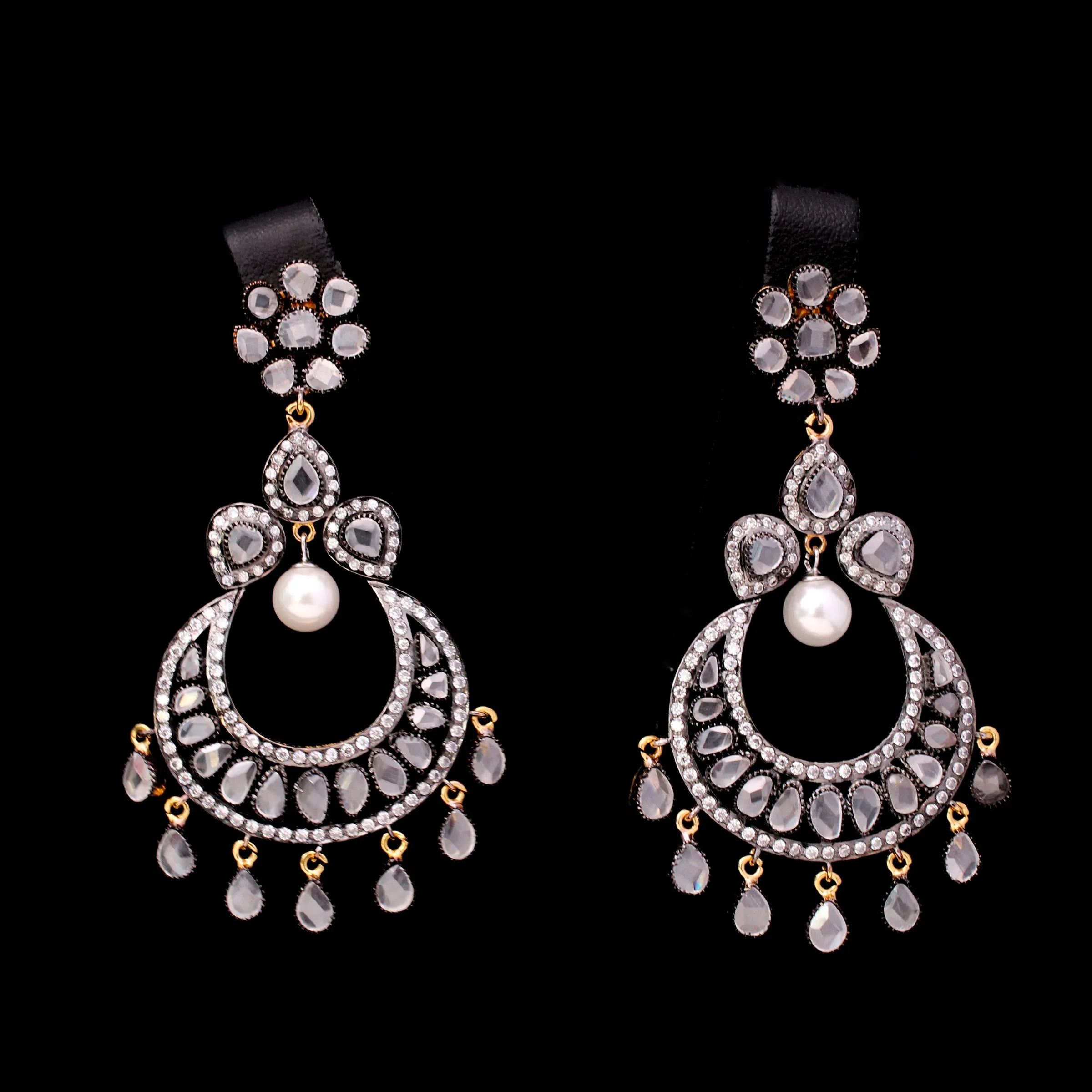 Earrings with Polkies and Pearls