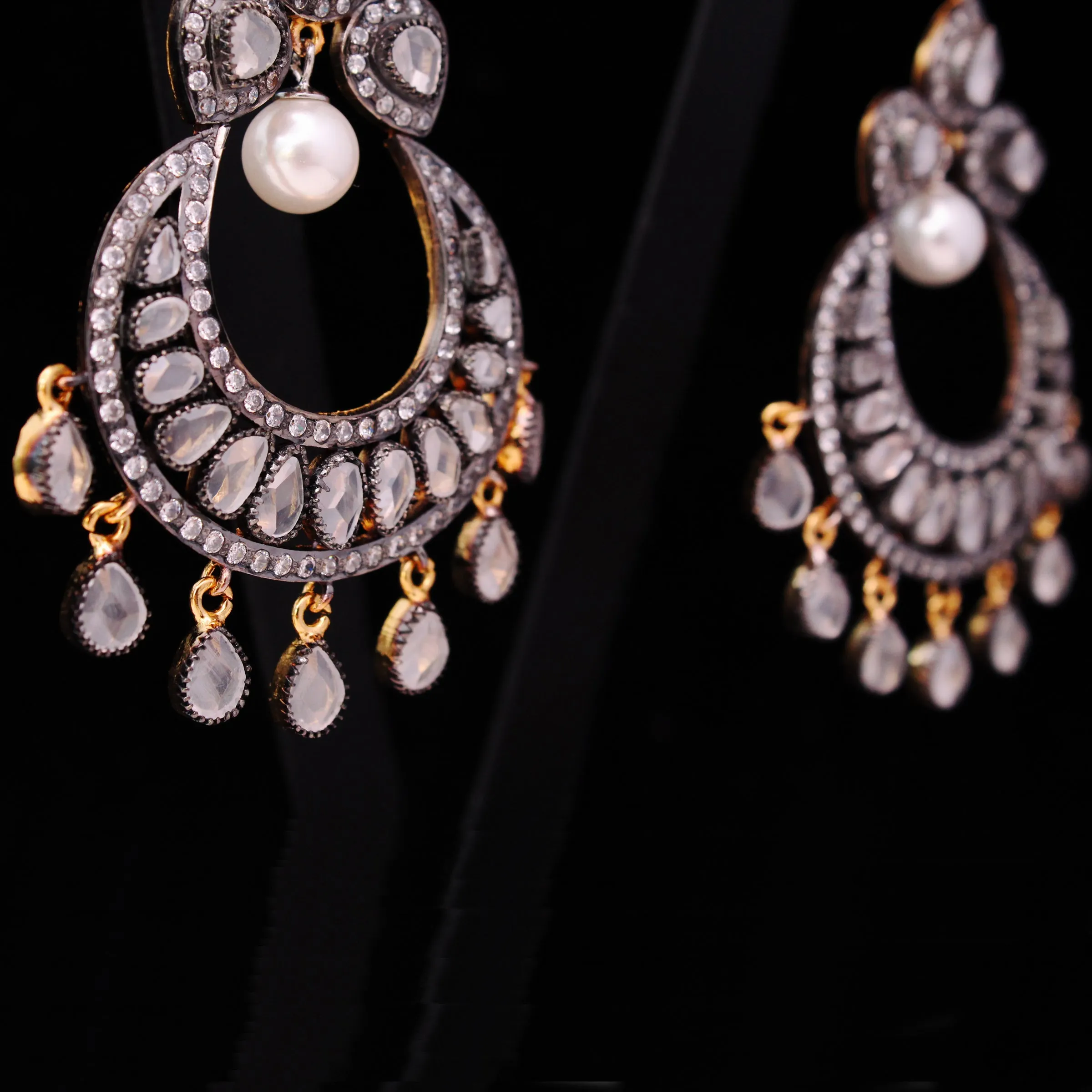 Earrings with Polkies and Pearls
