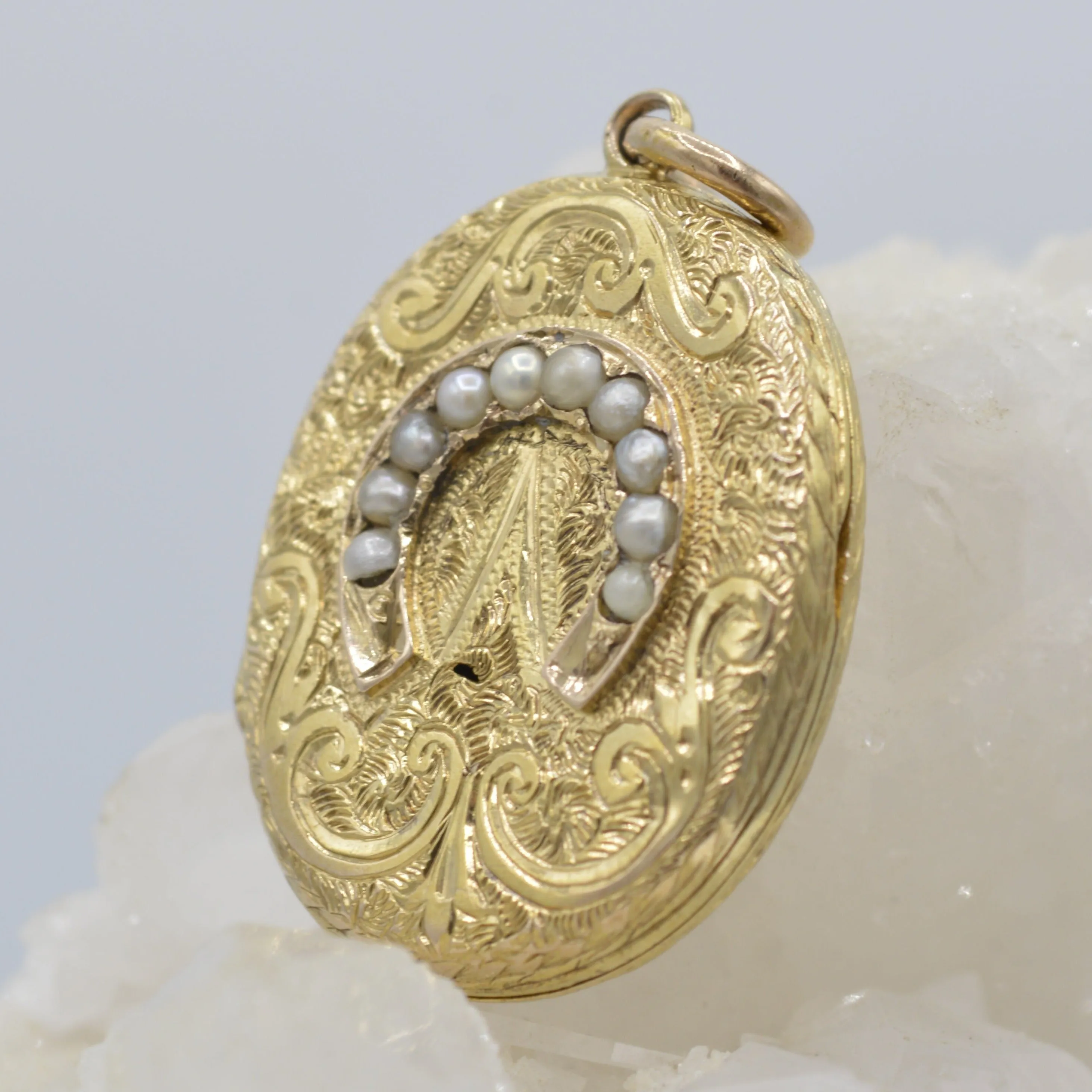 Engraved Pearl Locket