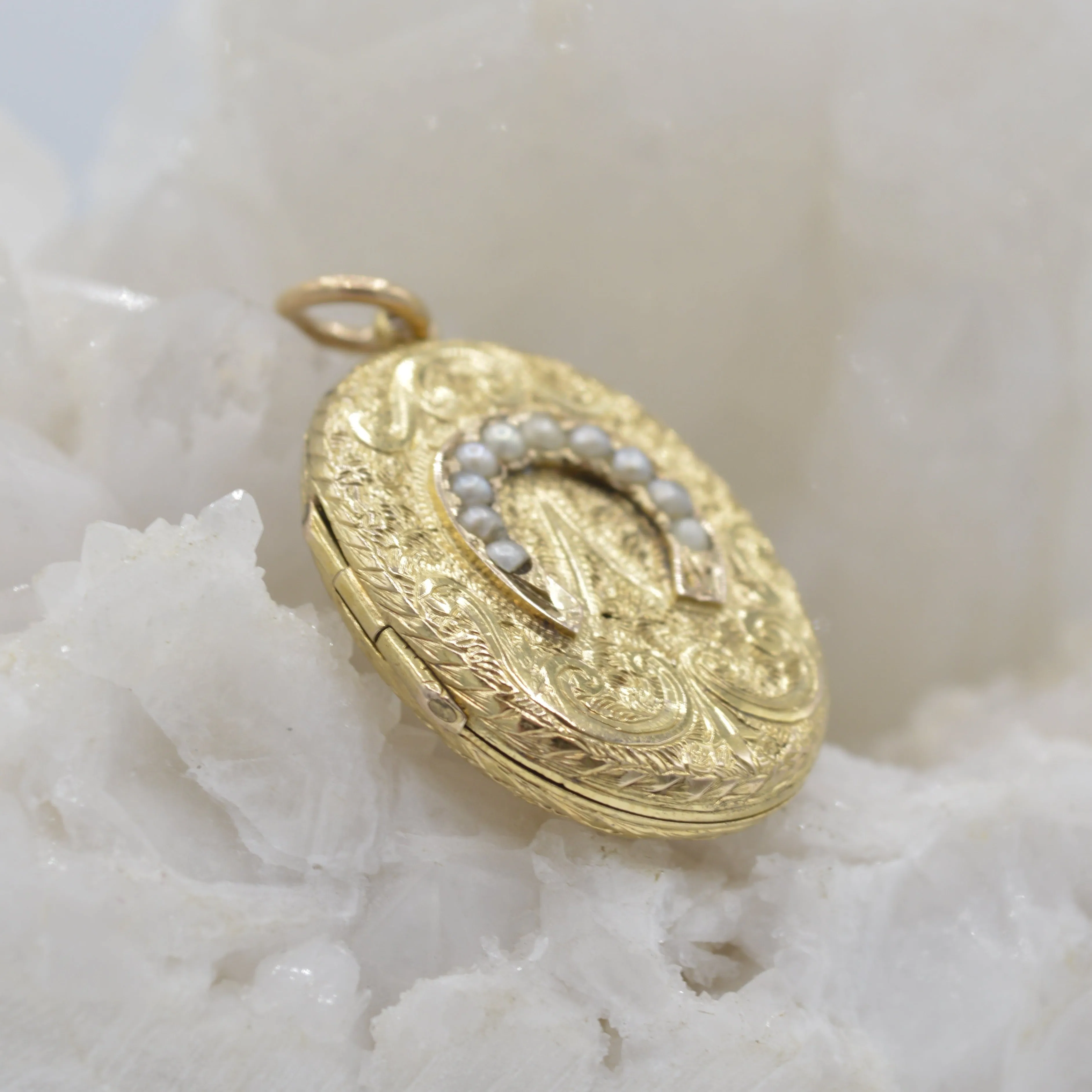 Engraved Pearl Locket