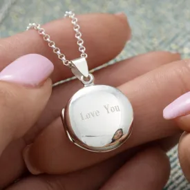Engraved Silver Circle Dome Locket
