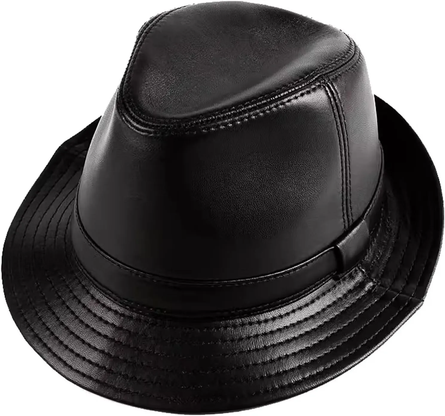Fedora Classic Short Brim Beach Sun Hat Panama Cap for Men Women Leather Trilby Hat