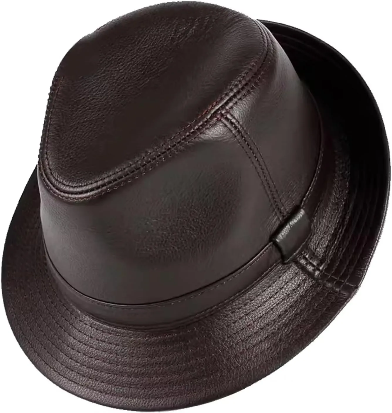 Fedora Classic Short Brim Beach Sun Hat Panama Cap for Men Women Leather Trilby Hat