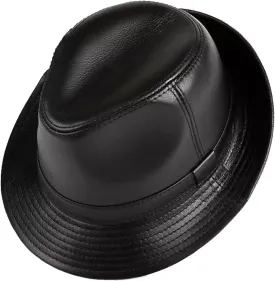 Fedora Classic Short Brim Beach Sun Hat Panama Cap for Men Women Leather Trilby Hat