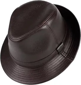 Fedora Classic Short Brim Beach Sun Hat Panama Cap for Men Women Leather Trilby Hat