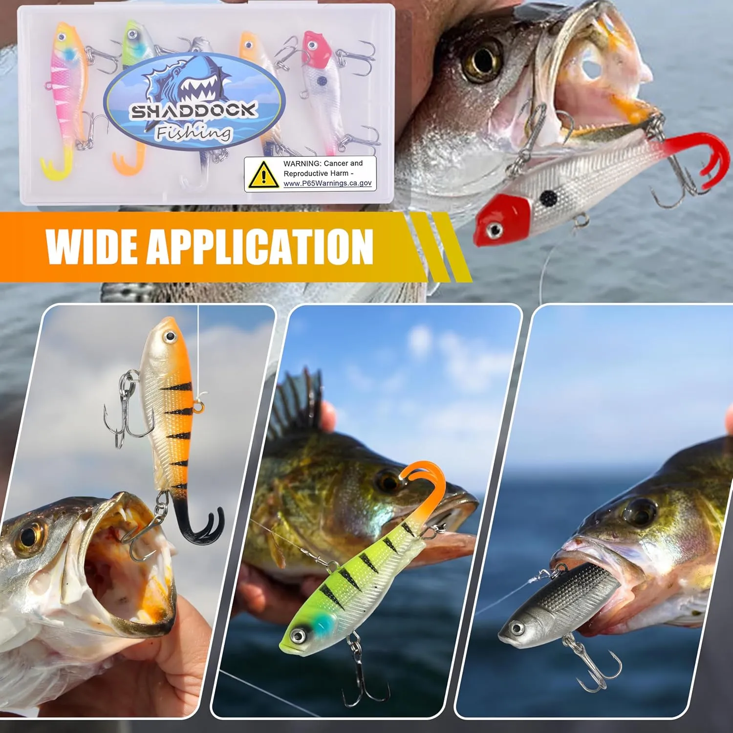 Fishing Pre-Rigged Swimbaits Kit, VIB Lure Saltwater Freshwater Lipless Crankbait with Treble Hooks for Bass Trout Catfish Pike Walleye