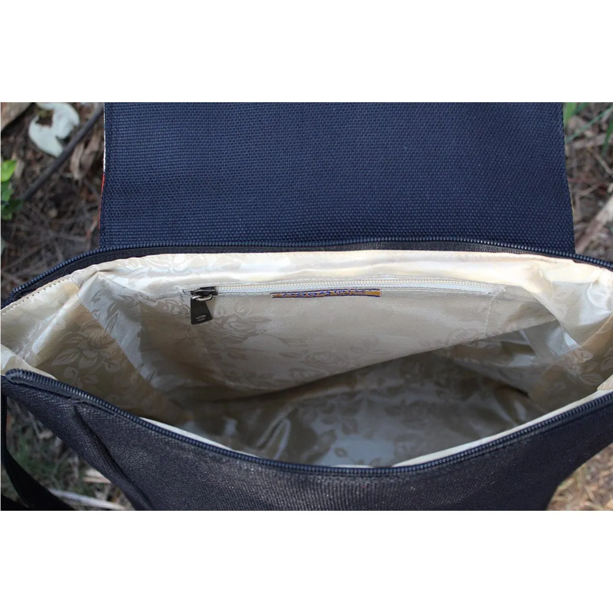 Flap Kalamkari Messenger Bag (Black)
