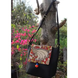 Flap Kalamkari Messenger Bag (Black)