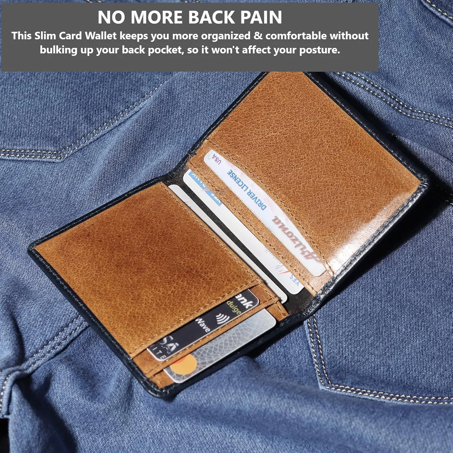 FOXHACKLE Leather Credit Card Holder Wallet for Men and Women, Thin Bifold RFID Blocking Wallet, Slim Front Pocket Minimalist Wallet, Small Card Case