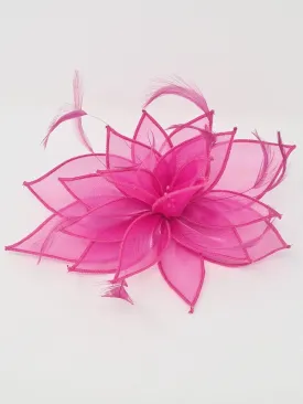 Fuchsia Organza Layered Fascinator Hair Clip