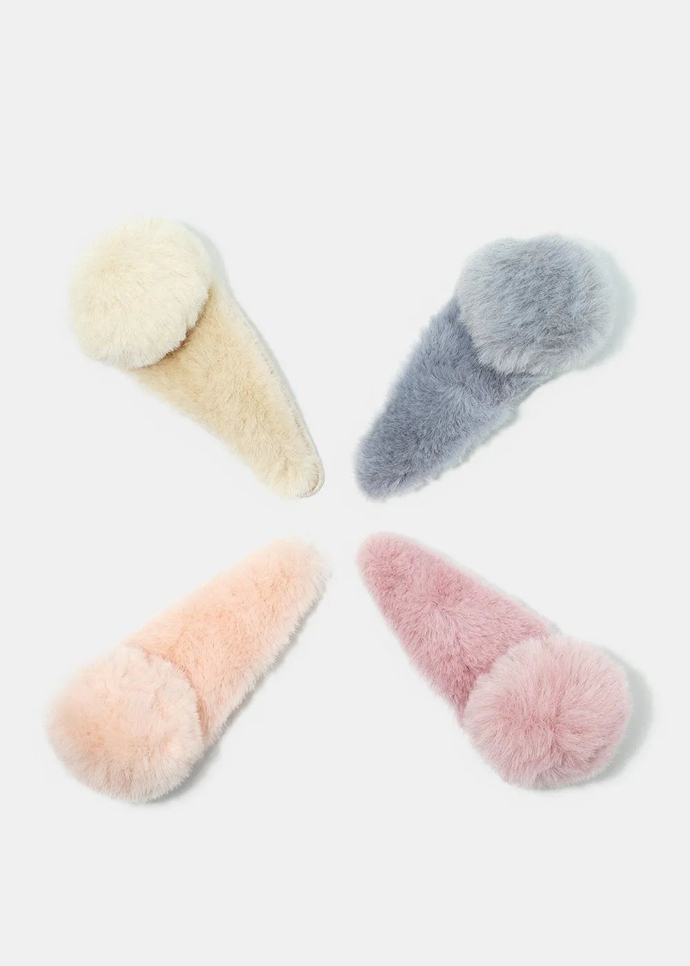 Fuzzy Pom Pom Hair Clip
