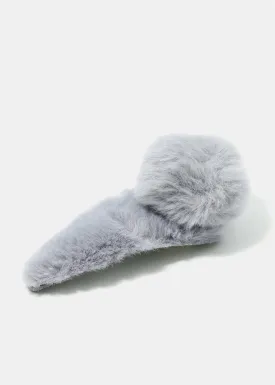 Fuzzy Pom Pom Hair Clip