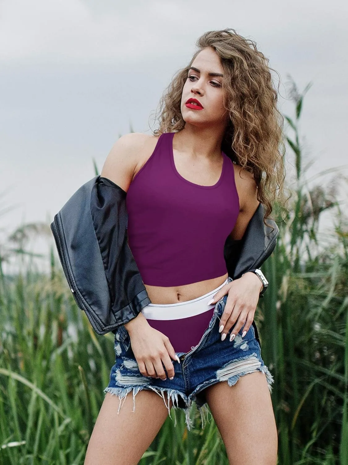Geyoga 4 Pieces Basic Workout Crop Tank Tops Sleeveless Racerback Sport Tank Top for Women Yoga Running
