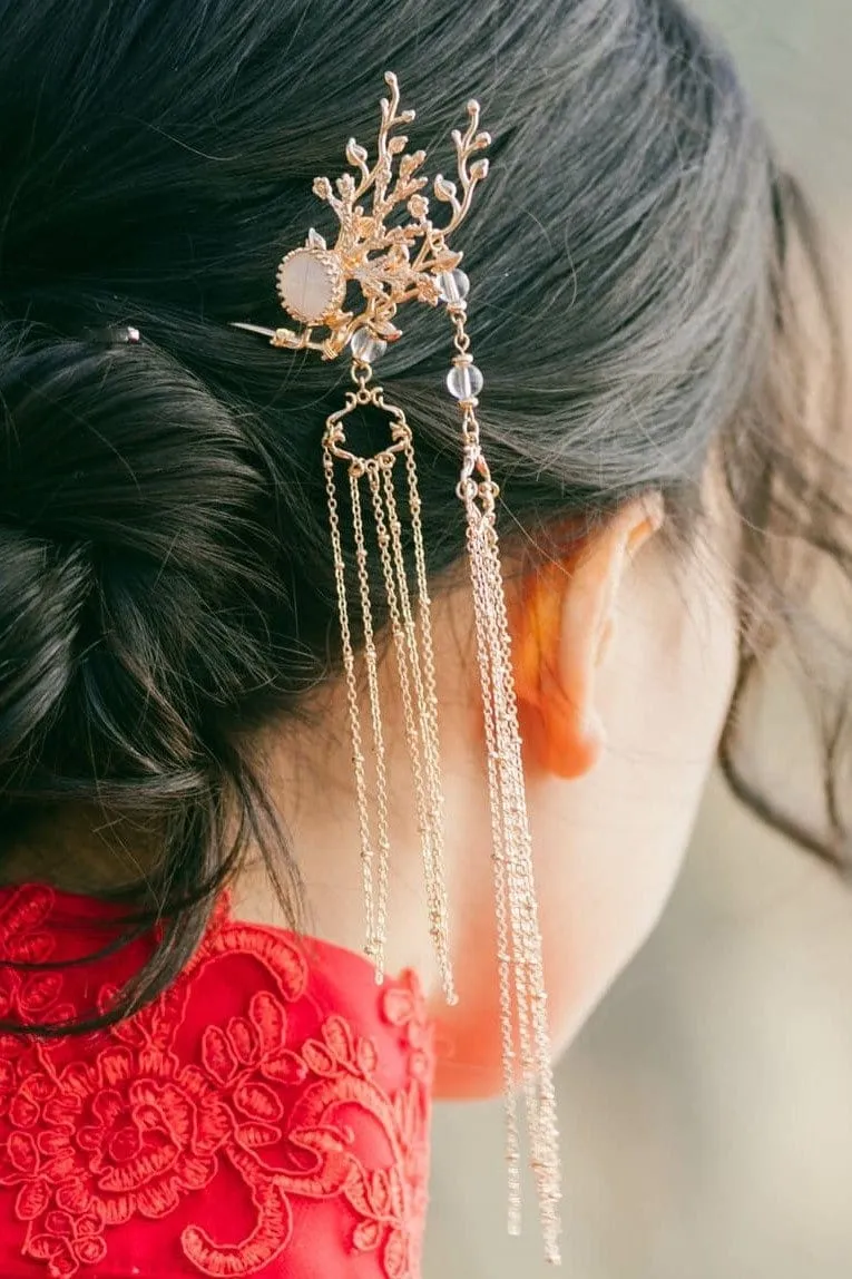 Golden Snowflake Hairpin | Chinese Wedding Hair Accessory