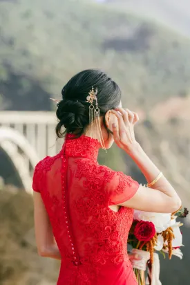Golden Snowflake Hairpin | Chinese Wedding Hair Accessory