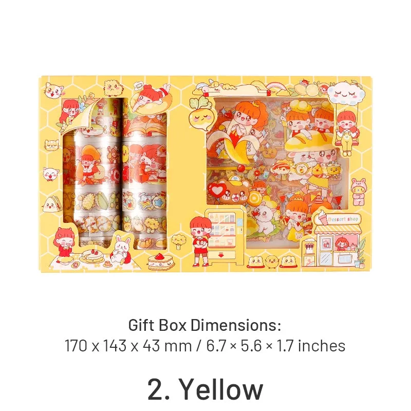 Happy Day Cartoon Girl and Boy Clear Transparent Material Scrapbook Kit