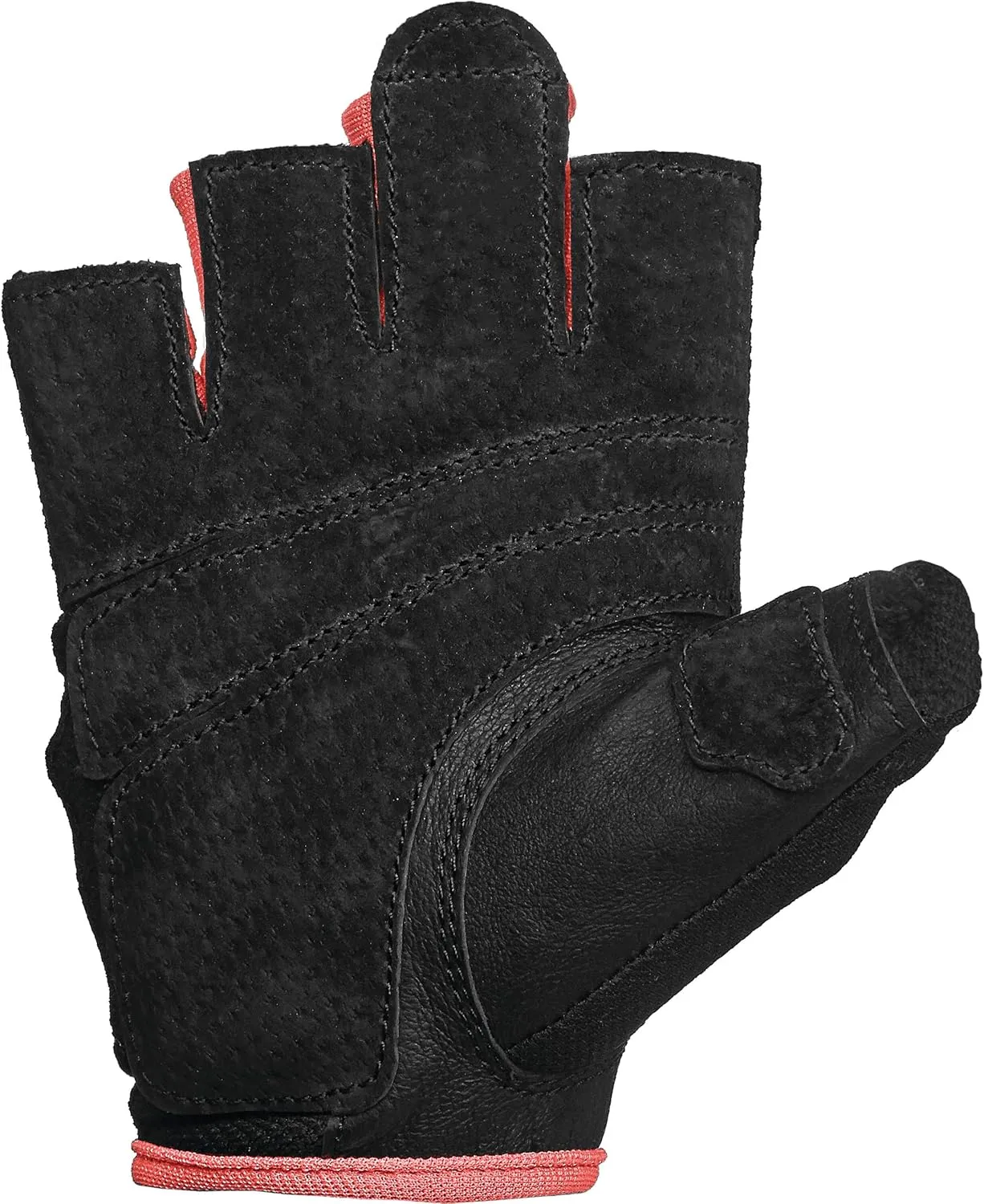 Harbinger Power Gloves, Womens (Black) - Double-Stitched, Genuine Leather Padded Palm & Reinforced Seams - Easy On/Off Wrist & Finger Pull Tabs - Adjustable Closure - Half-Finger, Breathable Design