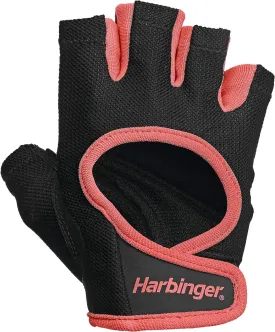 Harbinger Power Gloves, Womens (Black) - Double-Stitched, Genuine Leather Padded Palm & Reinforced Seams - Easy On/Off Wrist & Finger Pull Tabs - Adjustable Closure - Half-Finger, Breathable Design