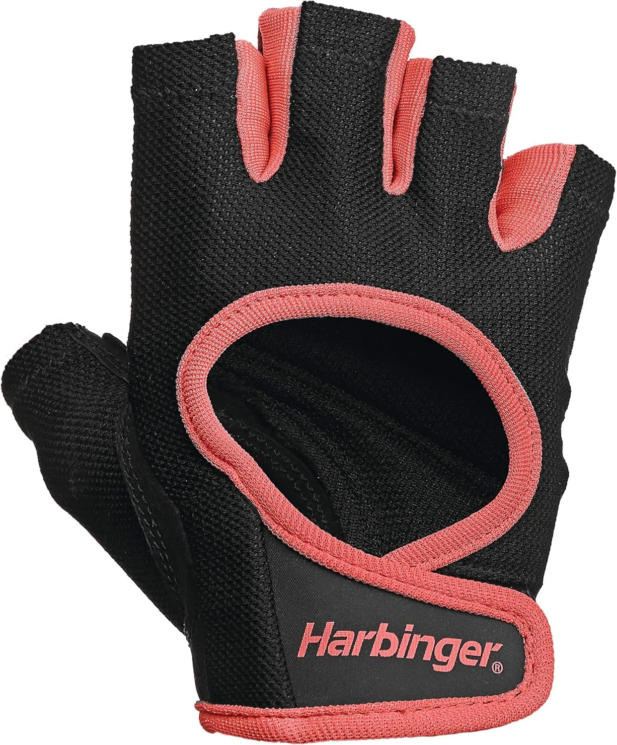 Harbinger Power Gloves, Womens (Black) - Double-Stitched, Genuine Leather Padded Palm & Reinforced Seams - Easy On/Off Wrist & Finger Pull Tabs - Adjustable Closure - Half-Finger, Breathable Design