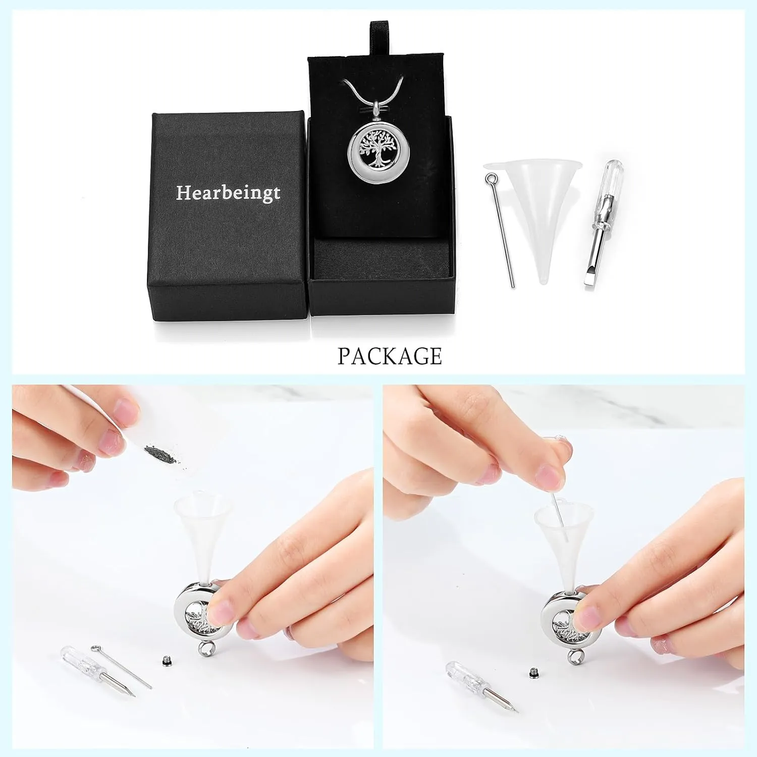 Hearbeingt Tree of Life Urn Necklace for Ashes for Men Women Cremation Jewelry Circle Ashes Necklace Pendent Stainless Steel Keepsake Memorial Urn Lockets