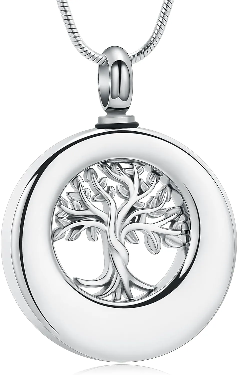 Hearbeingt Tree of Life Urn Necklace for Ashes for Men Women Cremation Jewelry Circle Ashes Necklace Pendent Stainless Steel Keepsake Memorial Urn Lockets