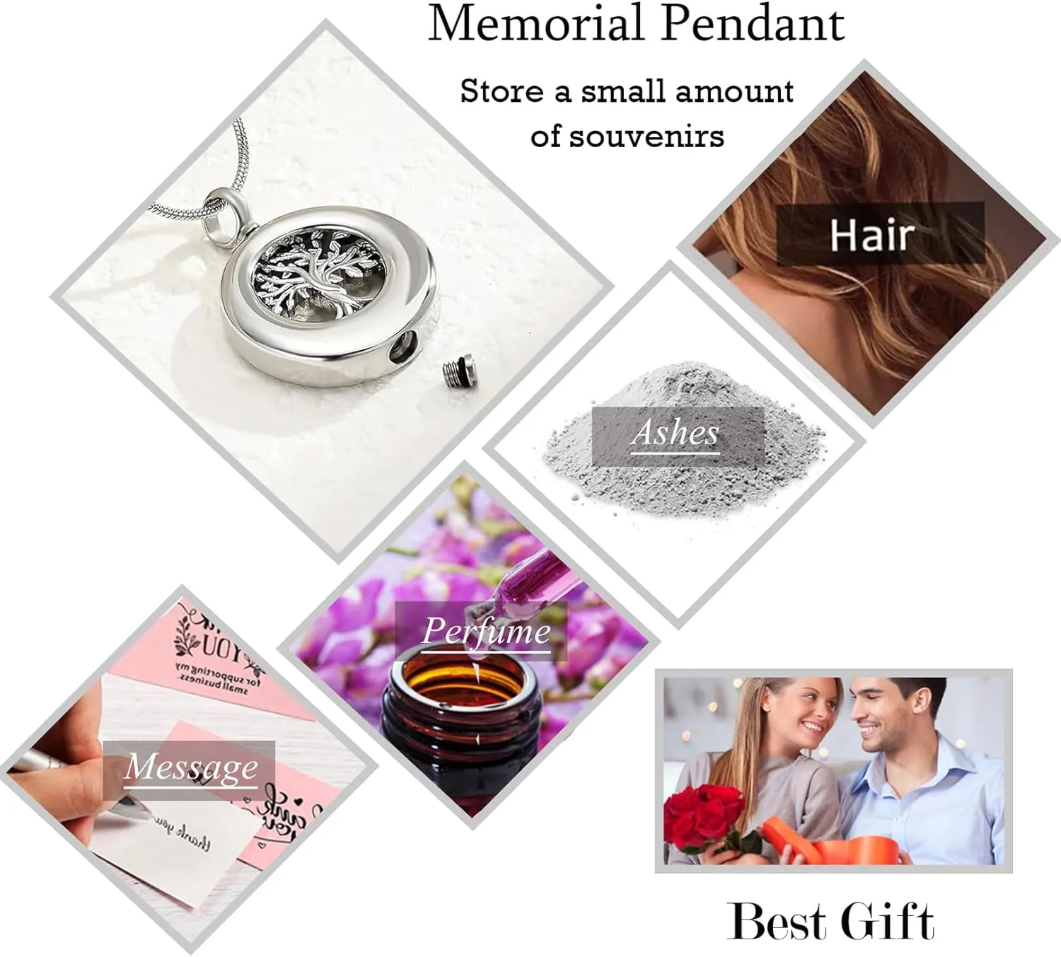 Hearbeingt Tree of Life Urn Necklace for Ashes for Men Women Cremation Jewelry Circle Ashes Necklace Pendent Stainless Steel Keepsake Memorial Urn Lockets