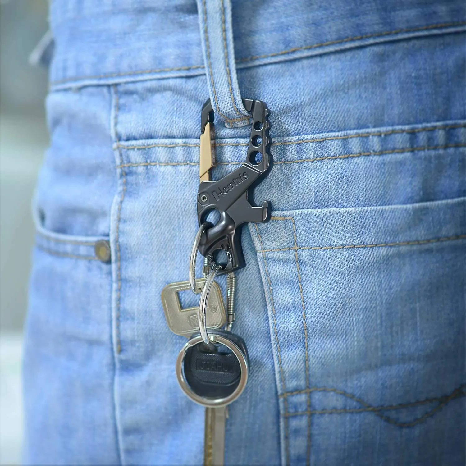 Hephis Heavy Duty Key Chain Bottle Opener,Carabiner Car Key Chains for Men and Women