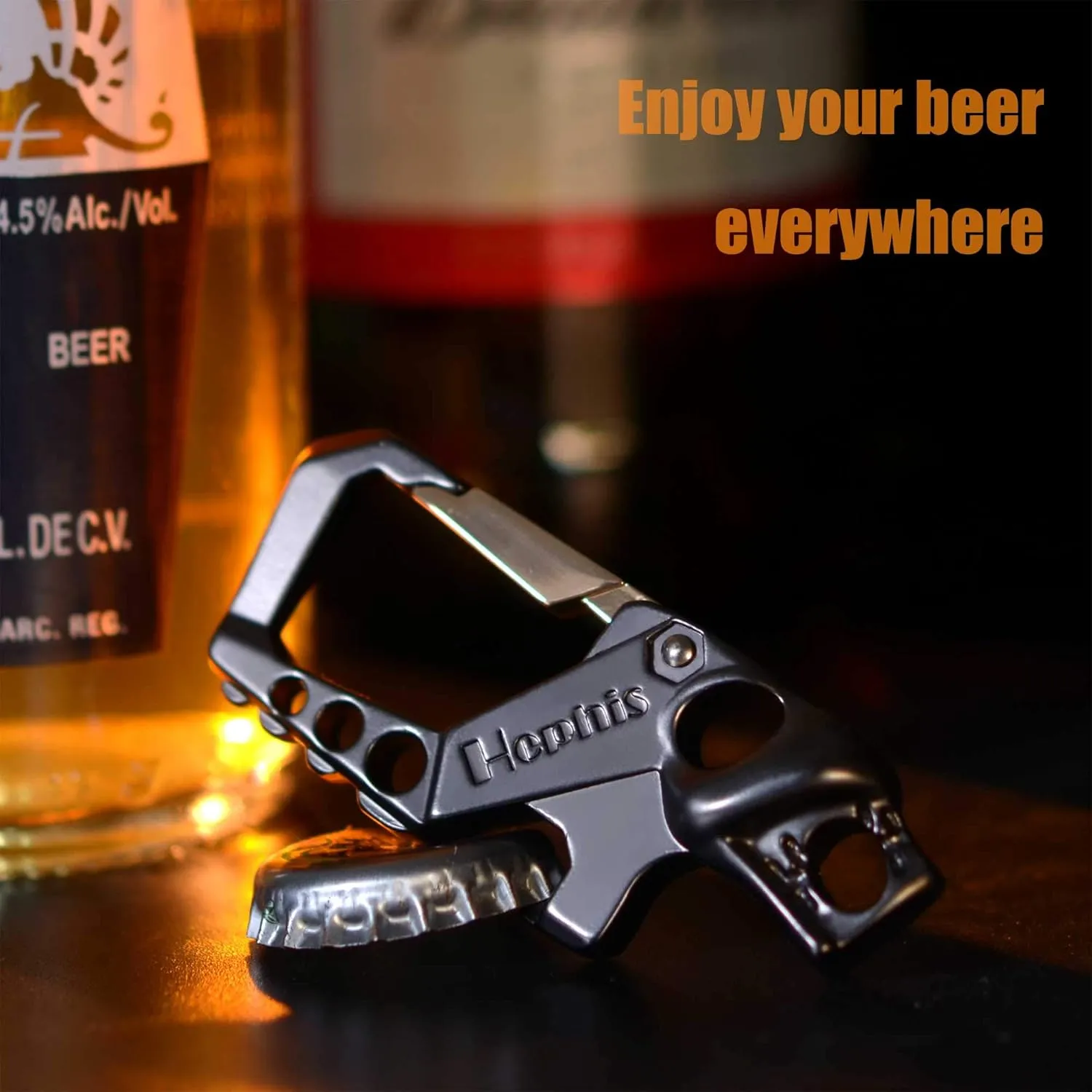 Hephis Heavy Duty Key Chain Bottle Opener,Carabiner Car Key Chains for Men and Women